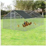 pro.tec Hühnerstall Wels Freilaufgehege 3 x 6 x 2 m Silberfarben