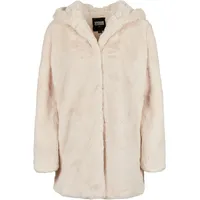 URBAN CLASSICS Ladies Hooded Teddy Coat aus Fake Kaninchenfell, Damen Mantel mit Kapuze und Seitentaschen, offwhite, XXL