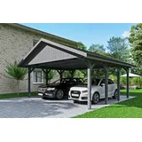 SKANHOLZ Doppelcarport Wallgau 6,20 x 6,00 m schiefergrau mit schwarzen Dachschindeln