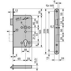 Panikschloss für 1flg. FS-Türen, Funktion E