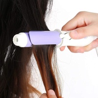 Haarglätter, Mini-Cartoon-Haarglätter, Glätteisen mit zwei Zwecken, elektrische Schiene, Tierlockenstab, elektrischer Lockenstab (violetter europäischer Standard) Mini-UV-Licht, für Nagelgel