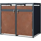 ML-Design Mülltonnenbox 2er 132 x 80 x 116,3 cm anthrazit-rostoptik