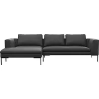 FLEXLUX Ecksofa »Loano«, modernes Sofa, frei im Raum stellbar, lose Kissen, Kaltschaum im Sitz schwarz