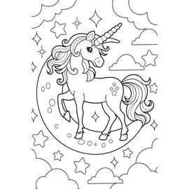 Queence Wandsticker QUEENCE "Einhorn am Himmel", weiß, B:60cm H:90cm, Vinyl, Wandtattoos, DIY-Wandsticker zum Bemalen