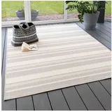 Steffensmeier In- und Outdoor Teppich Bergen Küche Balkon Garten Flur, wasserfest, Kunststoff, Streifen Grau, Größe: 200x200 cm