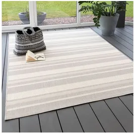 Steffensmeier In- und Outdoor Teppich Bergen Küche Balkon Garten Flur, wasserfest, Kunststoff, Streifen Grau, Größe: 200x200 cm