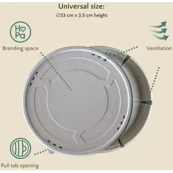Honest Pack mehrweg Pizzabox 33x3,5 cm, 20 Stk. – 100% recycelbarer Pizzakarton – Robust, stapelbar, platzsparend – Mikrowellen- und spülmaschinenfest