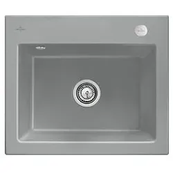 Villeroy und Boch Subway 60 S Einbauspüle 330902SL mit Ablaufgarnitur, Excenterbetätigung, 600 x 510 mm, stone CeramicPlus