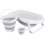 Cangaroo Badewannen-Set Hawaii 4-teilig faltbar Wasserablauf Ablagefächer Netz grau