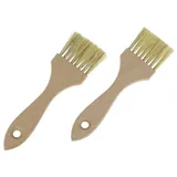 Macosa Home Backpinsel, Backpinsel Naturborsten breit 2er Set Rosshaar Holz-Griff beige|braun