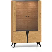 Feldmann-Wohnen Vitrine, Braun, Schwarz, Holz, 4 Fächer, Rechteckig, 95x152x40