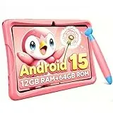 TABWEE K10 Kinder Tablet 10 Zoll, 12 GB RAM + 64 GB ROM (TF 2 TB) Kids Tablet mit Elternkontrolle, Schermo Anti-Luce Blu, WiFi 6, BT5.0, Widevine L1, Tablet Con Custodia - Rosa