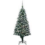 vidaXL Künstlicher Weihnachtsbaum mit LEDs Kugeln Zapfen 210 cm