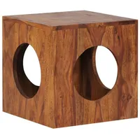 KADIMA DESIGN Beistelltisch Sofatisch aus Sheesham-Holz, Cube-Design, Stauraum braun