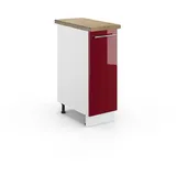 Vicco Apothekerschrank Fame-Line, 30 cm, AP Eiche, Bordeaux Hochglanz/Weiß - bordeaux