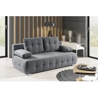 Schlafsofa WERK2 "Indigo" Sofas Gr. B/H/T: 205cm x 90cm x 95cm, Luxus-Microfaser weich, Mit Schlaffunktion & Bettkasten, grau 2-Sitzer Sofa und Schlafcouch mit Federkern & Bettkasten