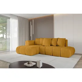 altdecor Ecksofa Cord mit Schlaffunktion 2-Sitzer Senfgelb