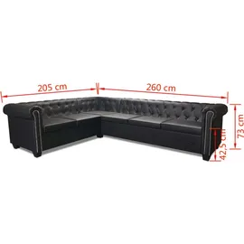 vidaXL Chesterfield Eckcouch Kunstleder 6-Sitzer Schwarz