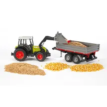 Bruder 02112 - Claas Nectis 267 F mit Frontlader und Bordwandanhänger 1:16