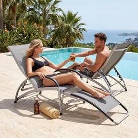 Tectake Avignon Sonnenliege 195 x 62 x 91 cm Grau