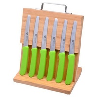 GRÄWE Brotzeitmesser Magnet-Messerhalter Bambus mit 6 Brötchenmessern - grün grün