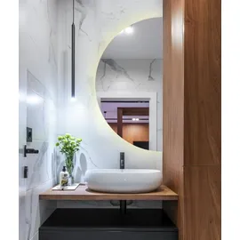 Tulup LED Spiegel Halbrunder Spiegel mit LED-Licht 40x80 cm LED Spiegel Halbmond Warmweiß 3000K)