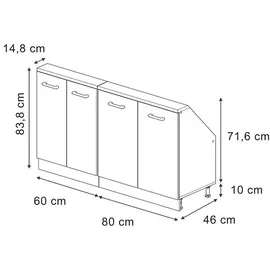 Vicco Rion 140 x 83,8 x 46 cm Anthrazit/Weiß