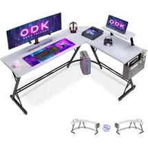 luxuskollektion Gaming Schreibtisch L Form mit Monitorständer Carbon Weiß 167 x 120 cm