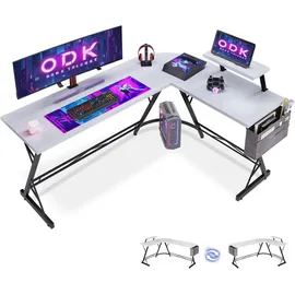 luxuskollektion Gaming Schreibtisch L Form mit Monitorständer Carbon Weiß 167 x 120 cm