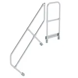 Günzburger MUNK zweiter Handlauf Aluminium-Treppe mit Plattform 45° 5 Stufen