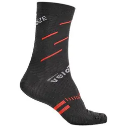 VELOTOZE Socken Merinowolle | schwarz / rot