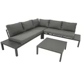 FRG Eck-Lounge Set mit Tisch Aluminium grau