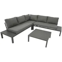 FRG Eck-Lounge Set mit Tisch Aluminium grau