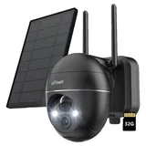 ieGeek Überwachungskamera 2K Überwachungskamera Aussen Akku Solar Kabellose mit 32G Karte (Aussen, Außenbereich, Outdoor, Außen, Überwachungskamera mit Solarpanel, wasserdichte IP Kamera WLAN, 1-tlg., PIR Bewegungserkennung, 20m Farbnachtsicht,mit Alexa, 4dbi Doppelantenne,Teilen Sie jederzeit und überall)