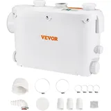 Vevor Abwasser Hebeanlage 500W Fäkalienhebeanlage 8m Förderhöhe Abwasserpumpe 6600L/h Haushaltspumpe 2900U/min Schmutzwasserpumpe Eingebautes Rückschlagventil Wartungfrei WC Dusche Waschbecken