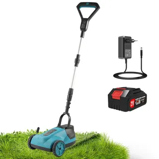Akku Rasentrimmer 21V Elektrischer Rasentrimmer, Rasenkantenschneider Akku Freischneider Elektrischer Elektro Trimmer Gartenkantenfräser für Garden Mit 1 3.0Ah Batterie, Teleskopstange
