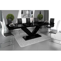 designimpex Esstisch Design Tisch HE-999 Schwarz Hochglanz ausziehbar 160 bis 256 cm schwarz
