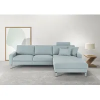 Candy 3C Candy Ecksofa »Lecce, wahlweise PUR-Schaumstoff oder Tonnentaschenfederkern«, Bett im 2,5-Sitzer, teilmotorische Schlaffunktion im Longchair, L-Form blau