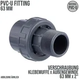 Mega Group - Mega Verschraubung Pvc-u 63 mm PVC Klebe Fitting Außengewinde 10 Bar, Grau