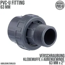 Mega Group - Mega Verschraubung Pvc-u 63 mm PVC Klebe Fitting Außengewinde 10 Bar, Grau