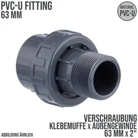 Mega Group - Mega Verschraubung Pvc-u 63 mm PVC Klebe Fitting Außengewinde 10 Bar, Grau