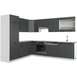 Vicco Fame-Line Eckküche Anthrazit Landhaus/Weiß 227 x 60 cm ohne Arbeitsplatte