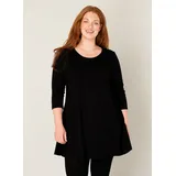 Base Level Curvy "Aria", Damen, Gr. 48, schwarz, Single Jersey, Obermaterial: 94% Viskose, 6% Elasthan, unifarben, figurumspielend ca. Mitte Oberschenkel, Rundhals, Shirts, mit Rundhalsausschnitt