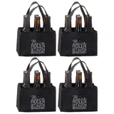 Novaliv 4X Flaschenträger 6 Flaschen Bierträger Bier Holen IST AUCH Bewegung Männerhandtasche Filz Herrenhandtasche Bier Flaschentasche 22,5x15x14cm (LxBxH)