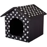 Hobbydog Hundehütte Hundehöhle Tierbett mit Reißverschlussdach, faltbar und pflegeleicht, Schaumstoffwände, wasserabweisend, 6 Größen schwarz R5 60x70x63 cm