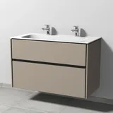 Sanipa Keramik-Waschtisch-Set mit Waschtischunterschrank „Twiga“ 99 × 50 × 61 cm in Sandgrau (matt), ohne Beleuchtung