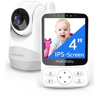 HelloBaby Babyphone mit Kamera,29 Stunden Akkulaufzeit Babyfon,355°/120° Baby Monitor mit Ferngesteuerter Pan-Tilt Kamera 2X Zoom,Infrarot-Nachtsichtkamera ECO-Modus,Bis zu 1000ft,2-Wege-Audio