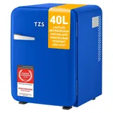 TZS First Austria - Retro Mini Kühlschrank 40L lautlos - Minibar im Vintage-Design mit Innenbeleuchtung & 2 Türfächern - Dunkelblau - Dunkelblau