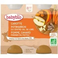 Babybio CAROTTE POTIMARRON DU CENTRE-VAL DE LOIRE POMME CANARD FERMIER POITOU dès 8 mois Aliment 400 g