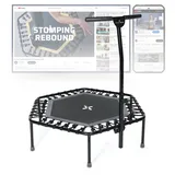 Sportplus Fitness Trampolin für zuhause. mit Haltestange höhenverstellbar), bis 100 kg grau 126 CM